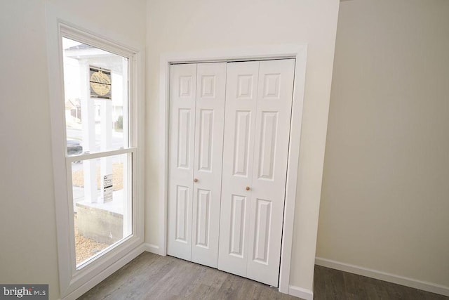 interior space with hardwood / wood-style floors