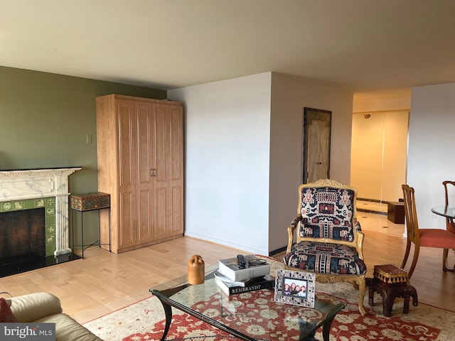 living room featuring light wood-type flooring