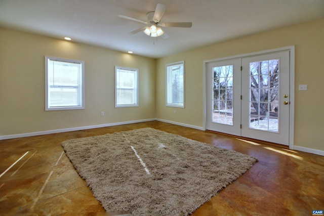 spare room featuring ceiling fan