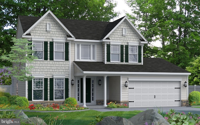 craftsman inspired home featuring concrete driveway and an attached garage