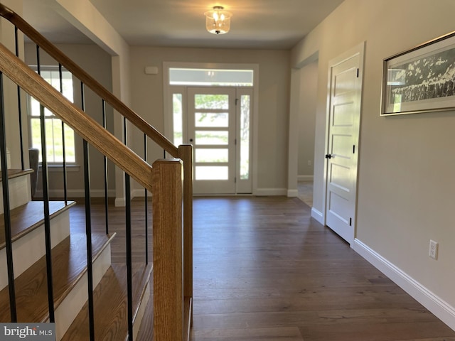 entryway featuring dark wood-type flooring