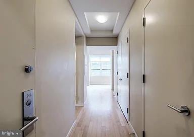 hall featuring light hardwood / wood-style flooring