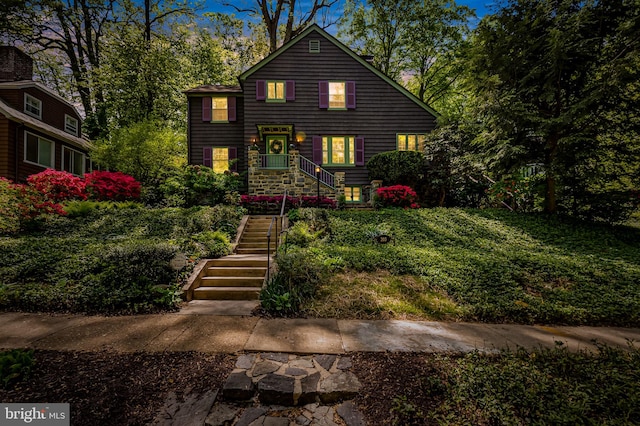 rustic home with stairway