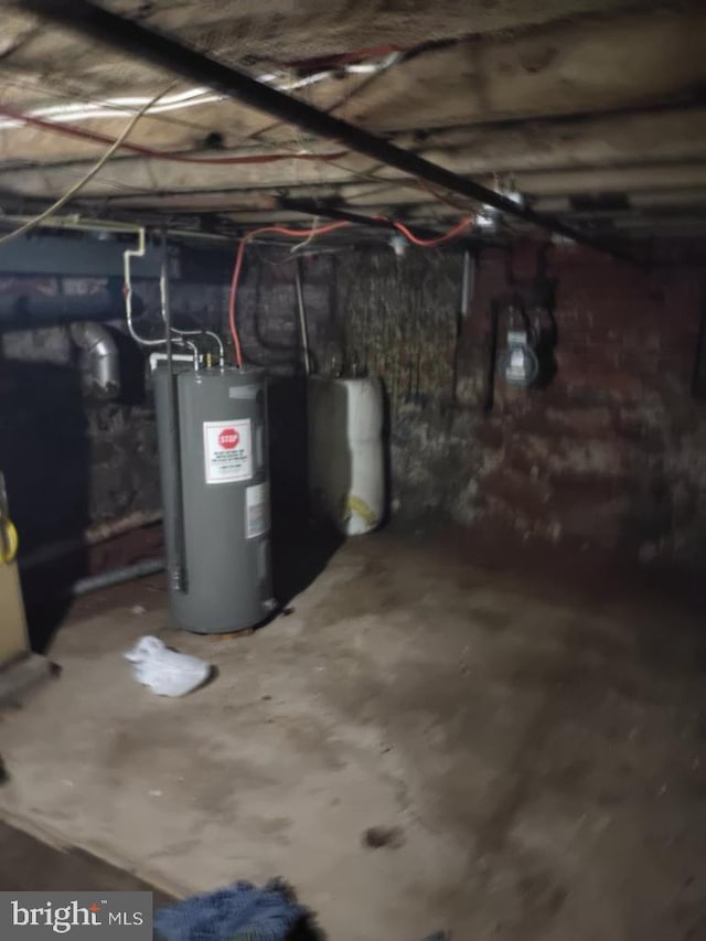 basement featuring water heater