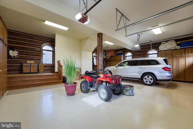 garage with a garage door opener