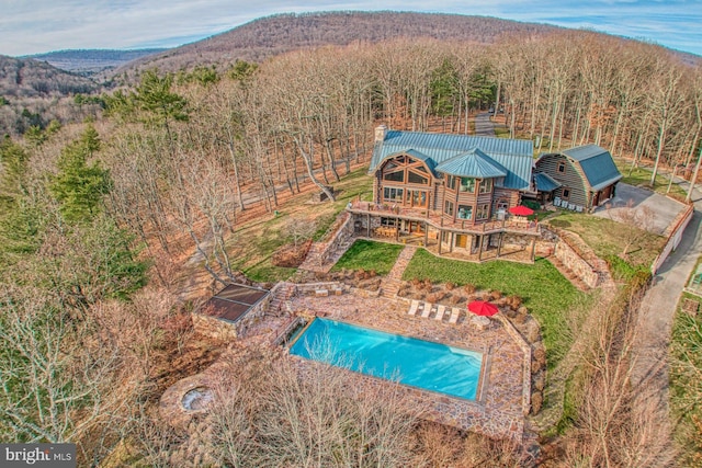 aerial view featuring a mountain view