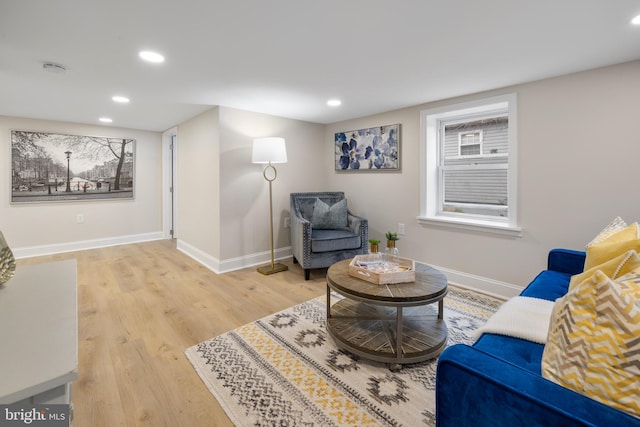 living room with hardwood / wood-style flooring