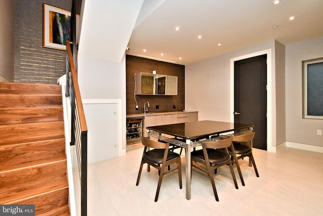 dining space with sink