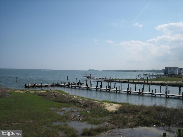 view of dock featuring a water view