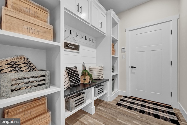 mudroom featuring light hardwood / wood-style floors