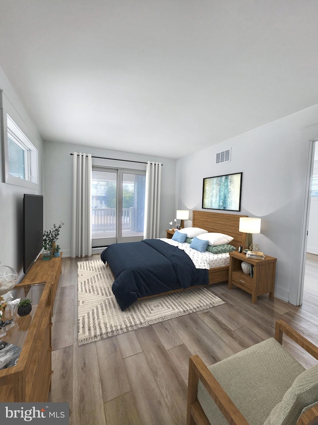 bedroom featuring light hardwood / wood-style flooring