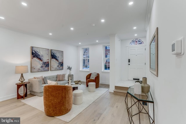 living room featuring light wood-type flooring