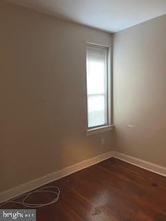 unfurnished room featuring dark hardwood / wood-style flooring