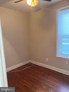 spare room with dark wood-type flooring