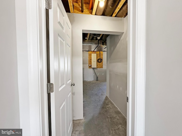 hallway with concrete floors