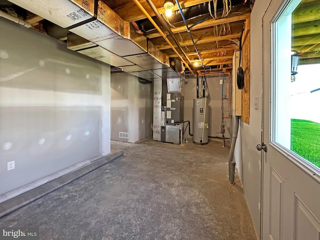 basement with water heater