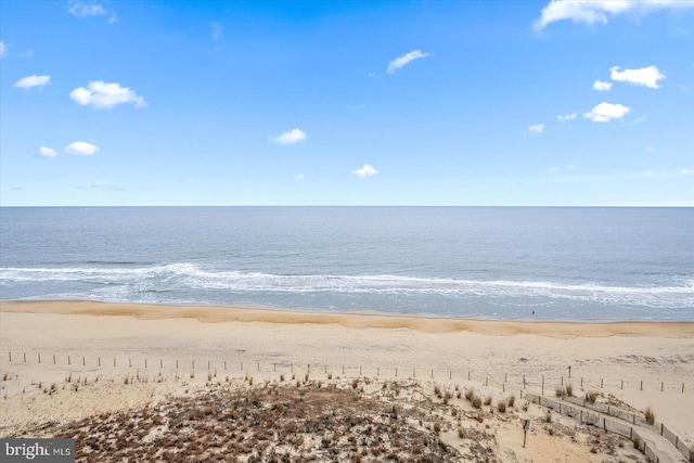 view of water feature with a view of the beach