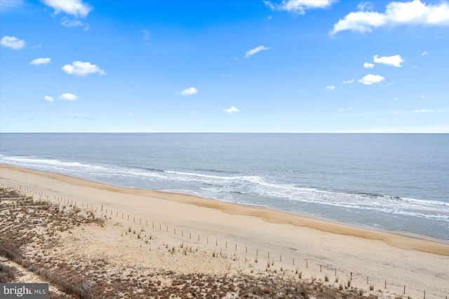 property view of water featuring a view of the beach