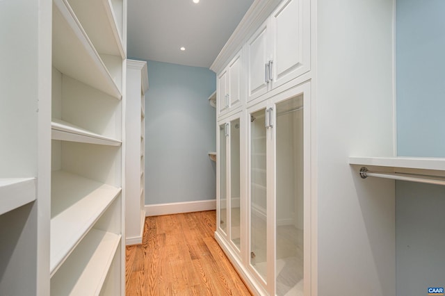spacious closet featuring light wood-type flooring