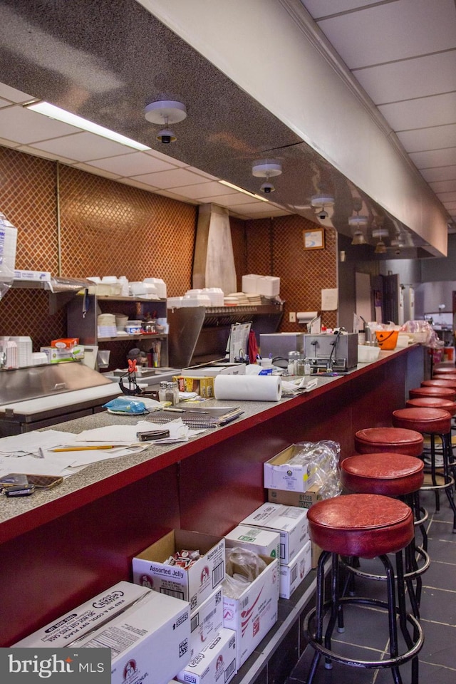 bar with a drop ceiling