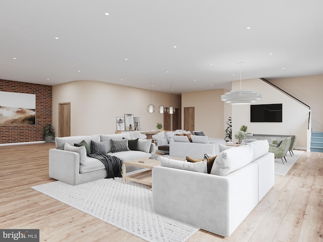 living room featuring light wood-type flooring