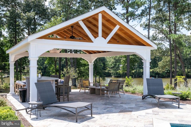 view of patio / terrace featuring a gazebo