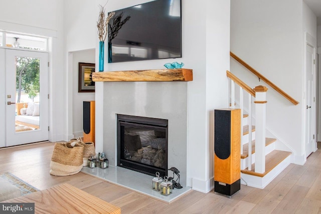 living room with light hardwood / wood-style floors