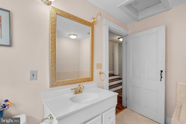 bathroom featuring vanity and tile flooring