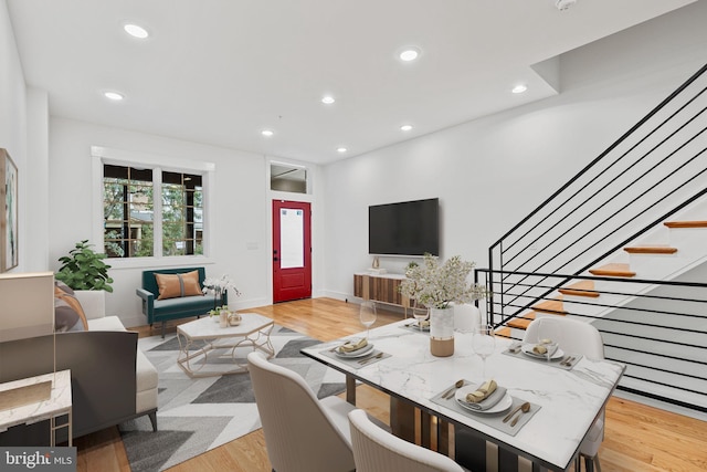 living room with light wood-type flooring