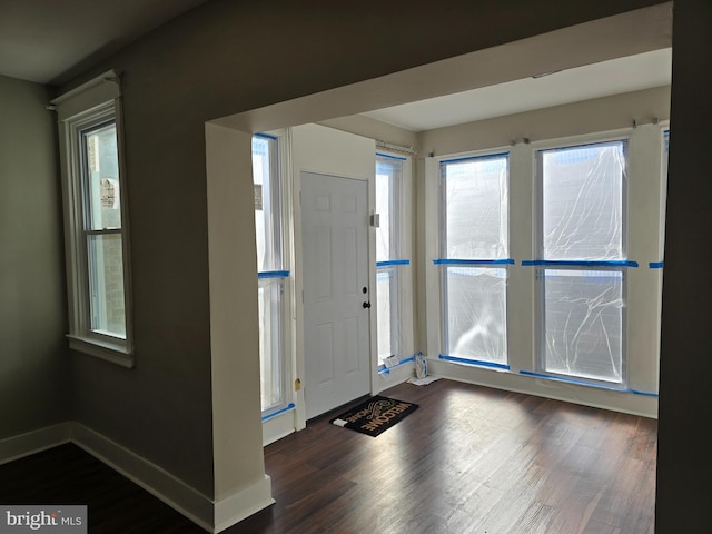 entryway featuring dark wood-type flooring