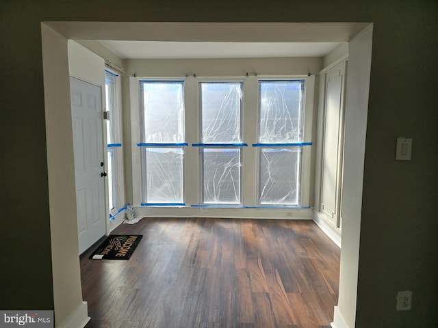 doorway to outside with dark hardwood / wood-style floors and a wealth of natural light