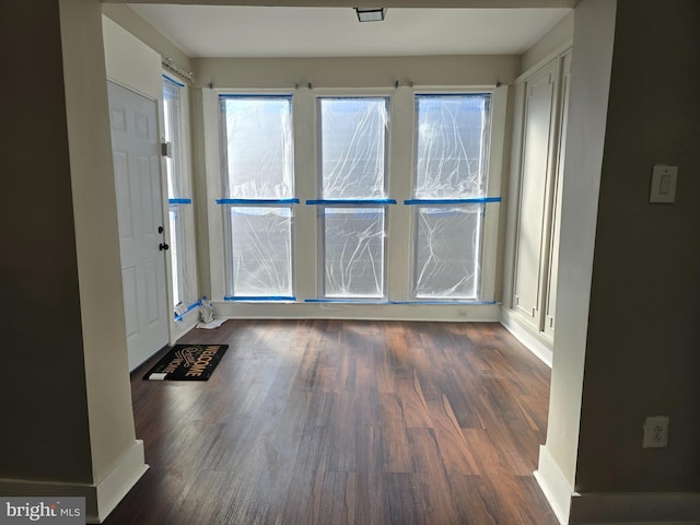 interior space with dark hardwood / wood-style floors