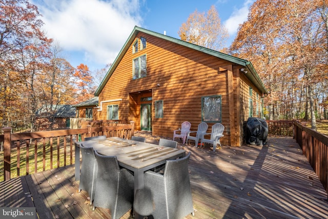 wooden deck with area for grilling