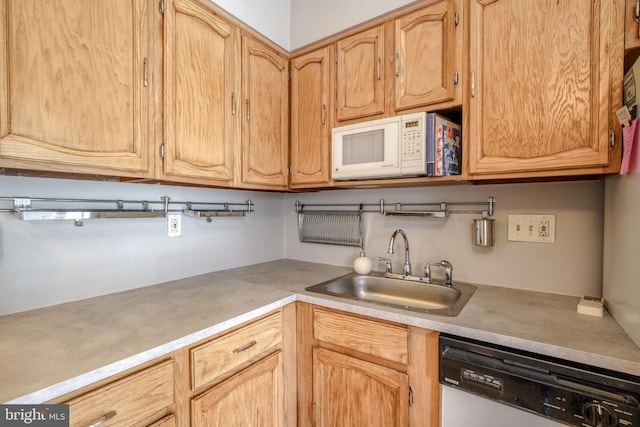 kitchen with sink, dishwasher, and white microwave