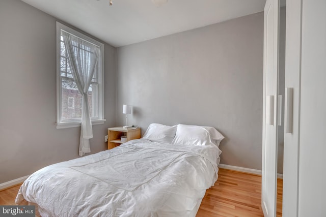 bedroom featuring light hardwood / wood-style floors