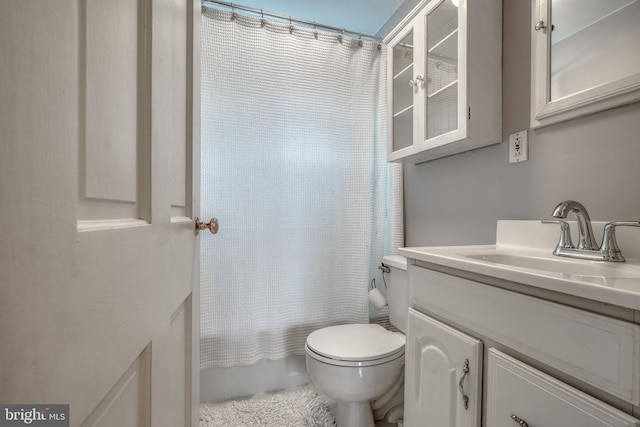 bathroom featuring toilet and large vanity