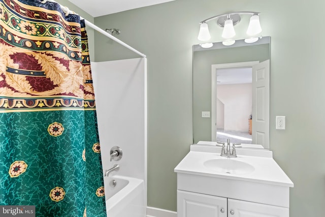 bathroom with shower / tub combination and vanity