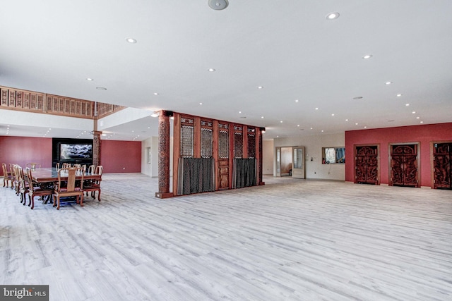 living room featuring light wood-type flooring