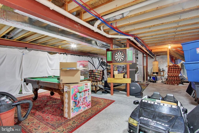 basement featuring pool table