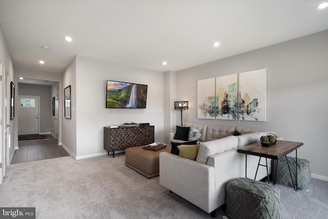 living room with wood-type flooring