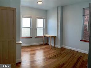 empty room with light hardwood / wood-style floors