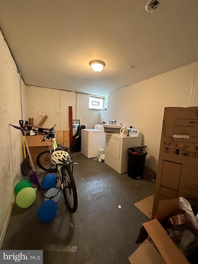 interior space featuring washer and clothes dryer