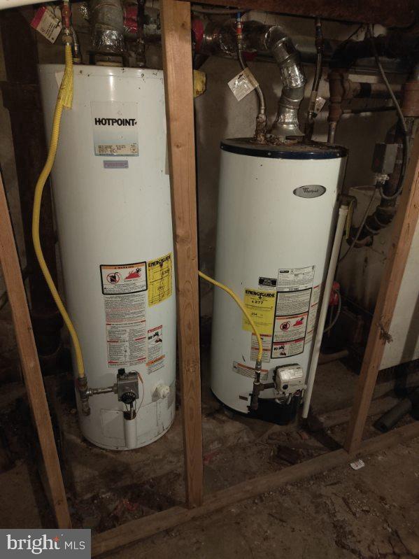 utility room featuring water heater