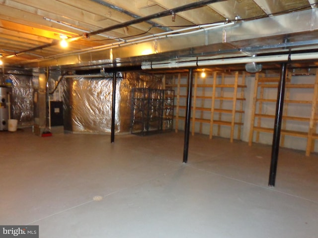 basement with water heater