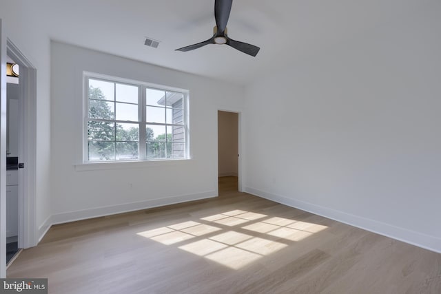 5824 Wild Lilac Dr, Lot East Petersburg, PA 17520 - unfurnished room with baseboards, visible vents, ceiling fan, and wood finished floors