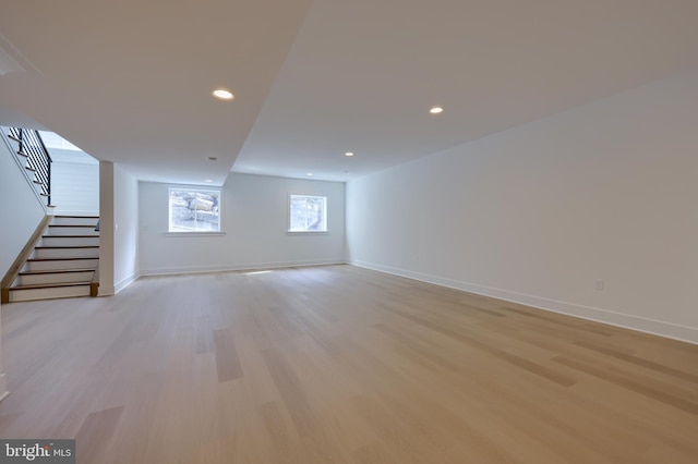 5824 Wild Lilac Dr, Lot East Petersburg, PA 17520 - below grade area featuring baseboards, stairs, and light wood-type flooring