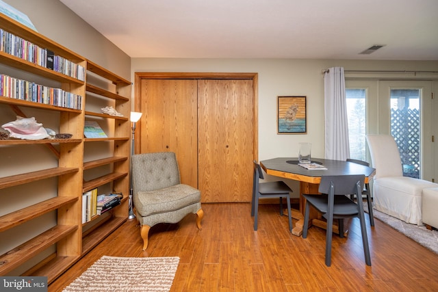 interior space with light hardwood / wood-style flooring