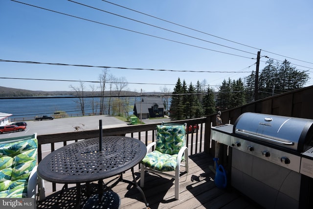 deck with a water view