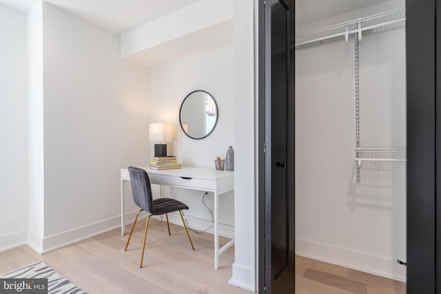 office area featuring light wood-type flooring