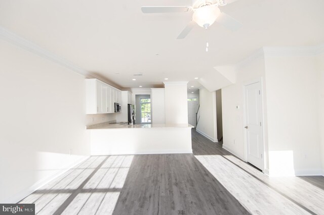 300 Dixon St Unit 202, Easton, MD 21601 - unfurnished living room with crown molding, wood finished floors, recessed lighting, and ceiling fan